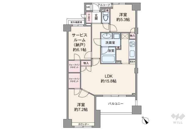 クレッセント仙台坂パークサイド:間取り図面