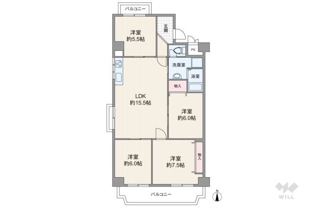 ローレルハイツ宝塚2号棟:間取り図面