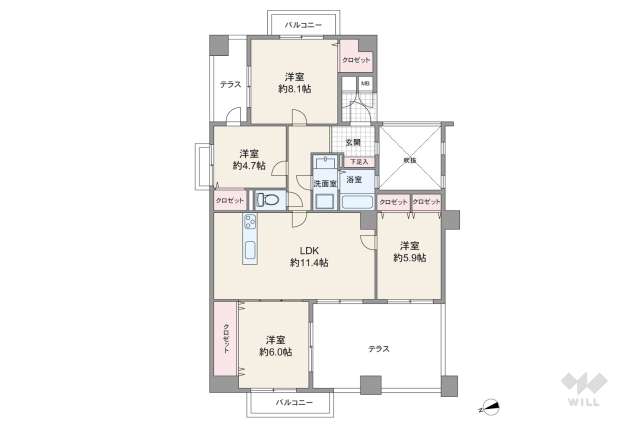 緑地公園グリーンハイツ６号棟:間取り図面