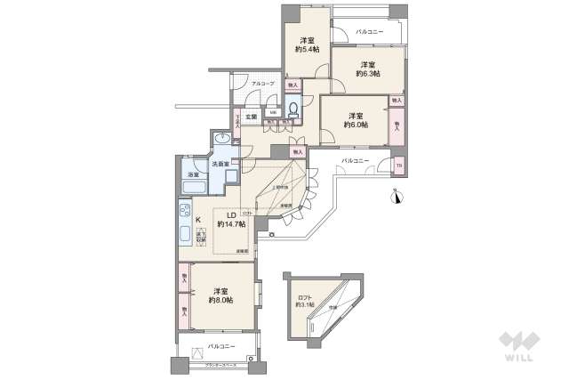 カルティア川名:間取り図面