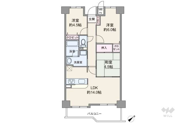 アグレスト昆陽池西:間取り図面