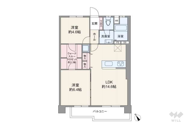 西一社第二団地102号棟:間取り図面