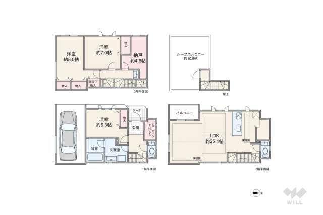 新宿区市谷加賀町1丁目 一戸建て:間取り図面