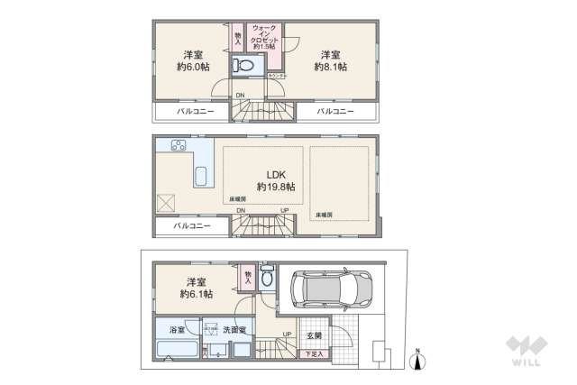 川崎市中原区新城5丁目 一戸建て:間取り図面