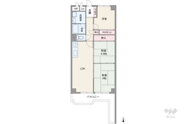立花グリーンハイツ1号棟:間取り図面