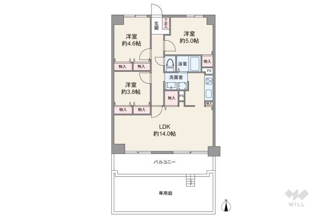 レックスタウン新高2号棟:間取り図面