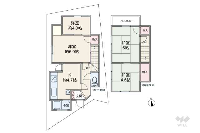 宝塚市中州2丁目 一戸建て:間取り図面
