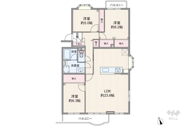 サンハイツ鍋屋上野1号棟:間取り図面