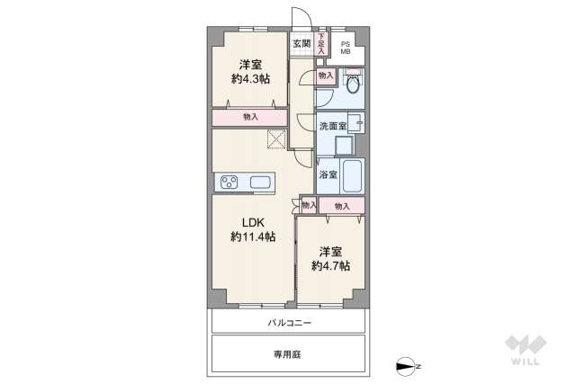 上町マンション:間取り図面