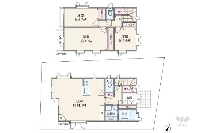 世田谷区喜多見6丁目 一戸建て:間取り図面