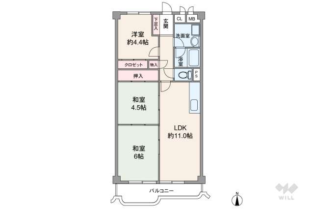 立花グリーンハイツ1号棟:間取り図面