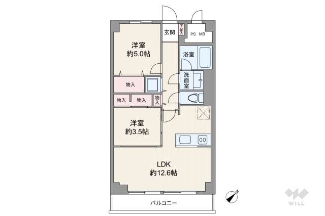 上町マンション:間取り図面