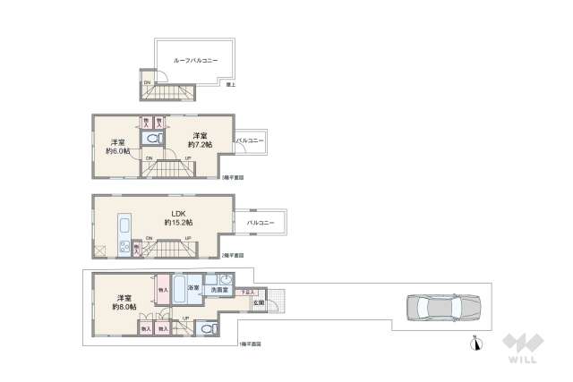 板橋区高島平2丁目 一戸建て:間取り図面