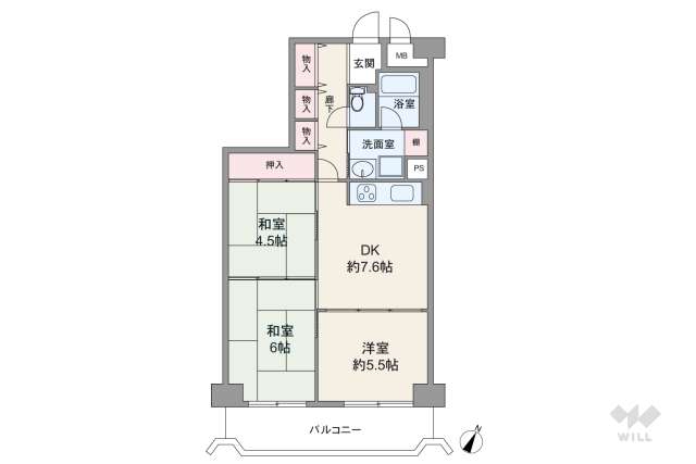 サニードゥエル宝塚B棟:間取り図面