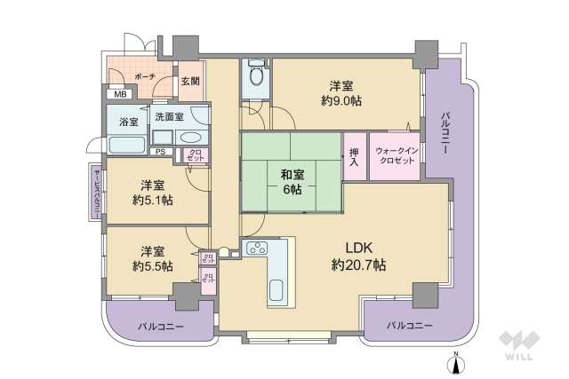 ツウィング宝塚中山1番館:間取り図面