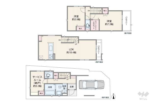 名古屋市西区則武新町1丁目 一戸建て:間取り図面