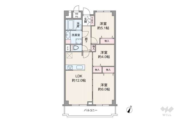 三井馬事公苑南ハイツ:間取り図面