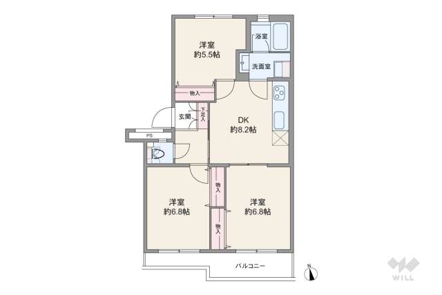 給田西住宅４号棟:間取り図面