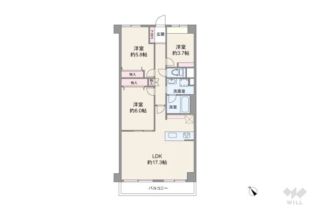 クレール弦巻:間取り図面