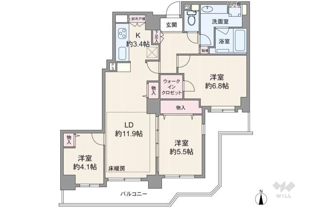 パークシティ新川崎西三番街D棟:間取り図面