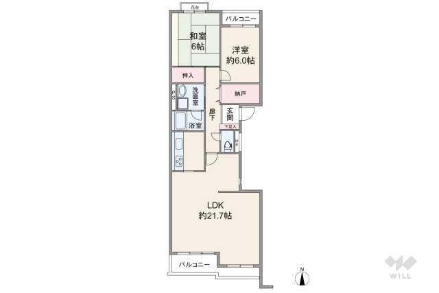 東園田三番館北棟:間取り図面