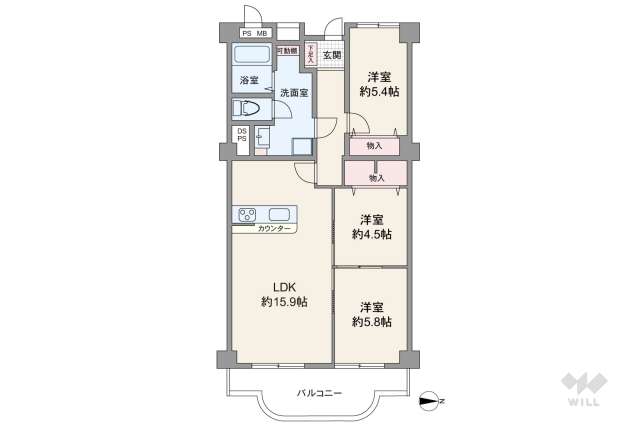 逆瀬川グリーンハイツ　A棟:間取り図面