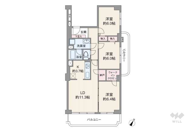上用賀スカイマンション:間取り図面