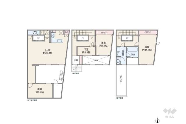 世田谷区代沢1丁目 一戸建て:間取り図面