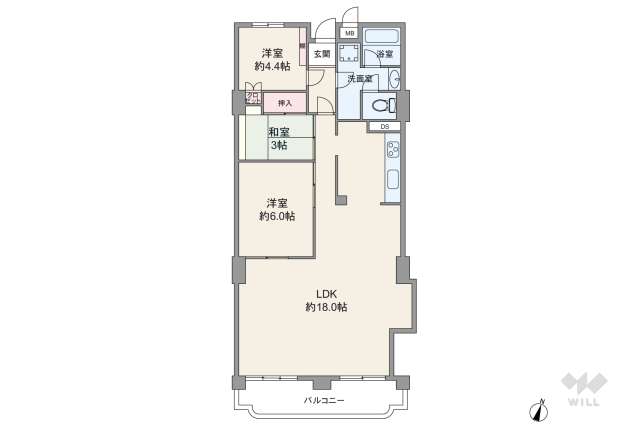 グランドハイツ甲陽園:間取り図面