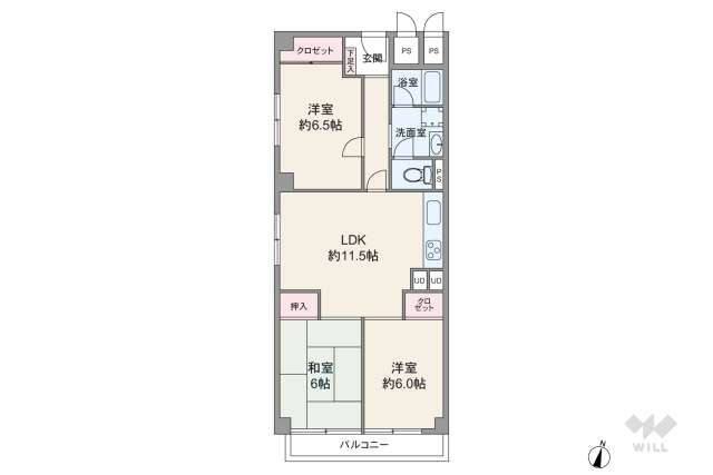芦屋精道スカイハイツ:間取り図面