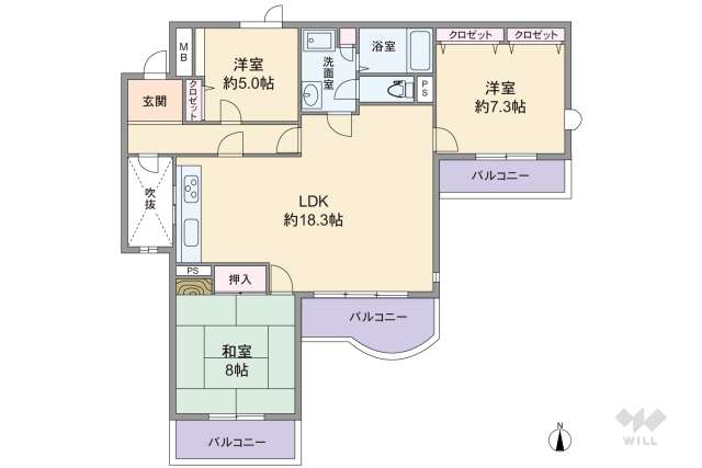 カネボウベルレーブ中山寺:間取り図面