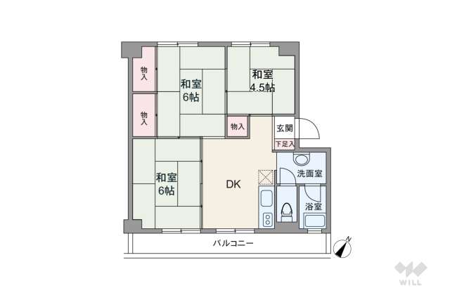 新北野コーポB棟:間取り図面