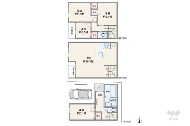 川崎市幸区小倉4丁目 一戸建て:間取り図面