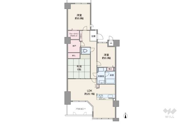 ラ・ビスタ宝塚ウエストウイング2番館:間取り図面