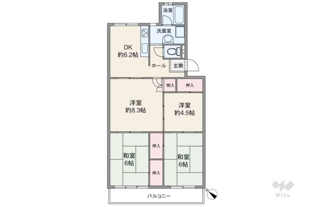 田能団地2号棟:間取り図面