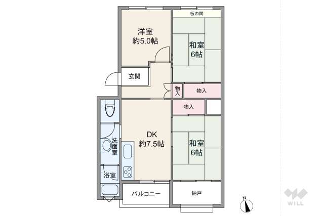 東園田団地5号棟:間取り図面