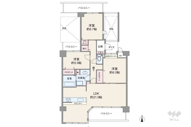 ラ・ビスタ宝塚サウステラス2番館:間取り図面