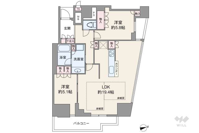 プラウドタワー北浜:間取り図面