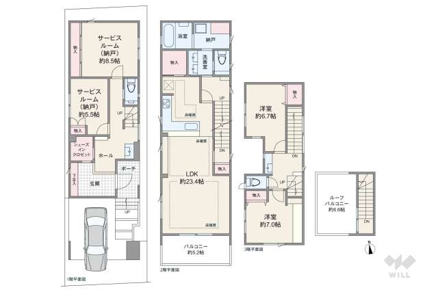 世田谷区世田谷1丁目 一戸建て:間取り図面