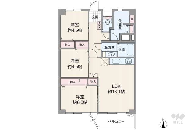 上社南住宅3号棟:間取り図面