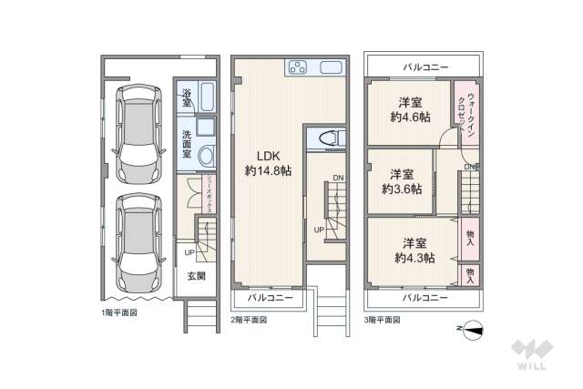 尼崎市東園田町8丁目 テラスハウス:間取り図面