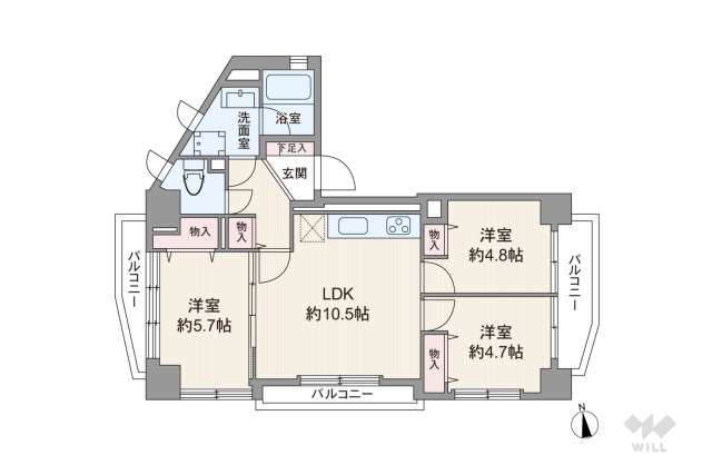 グランレイム城北:間取り図面
