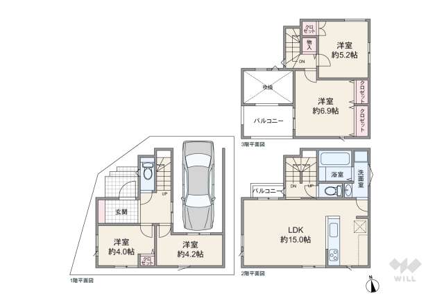 名古屋市昭和区折戸町3丁目 一戸建て:間取り図面
