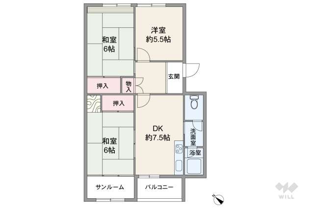 東園田団地3号棟:間取り図面