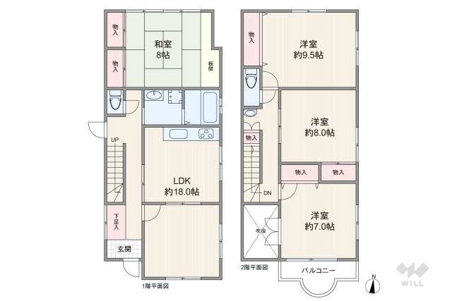 宝塚市御殿山2丁目 一戸建て:間取り図面