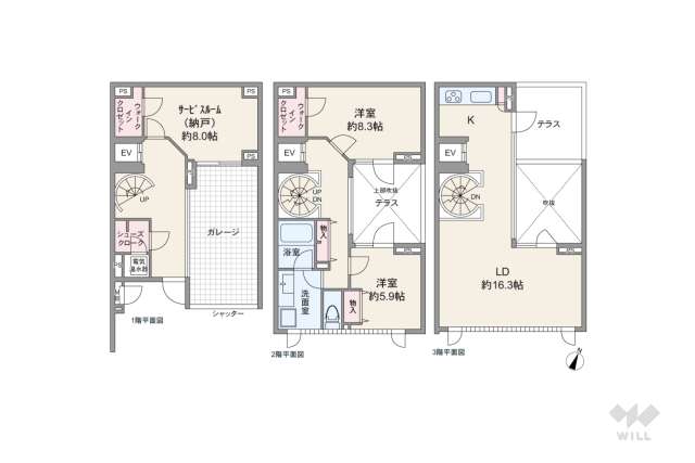 サンクタスコート芦屋バーティカル・ヴィラ棟:間取り図面