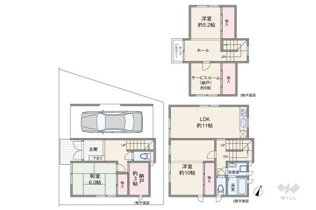 宝塚市亀井町 一戸建て:間取り図面
