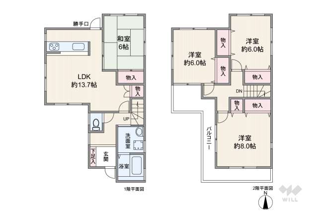 尼崎市食満3丁目 一戸建て:間取り図面