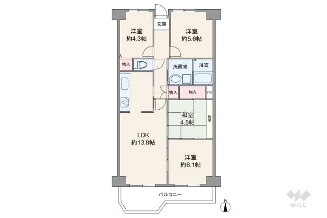 アピア2 シティライフ逆瀬川2:間取り図面