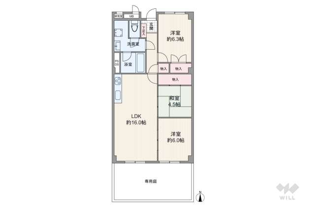 逆瀬川グリーンハイツ　B棟:間取り図面